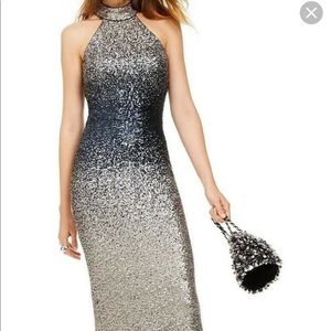 {Betsey & Adam} ombré sequined formal floor length gown